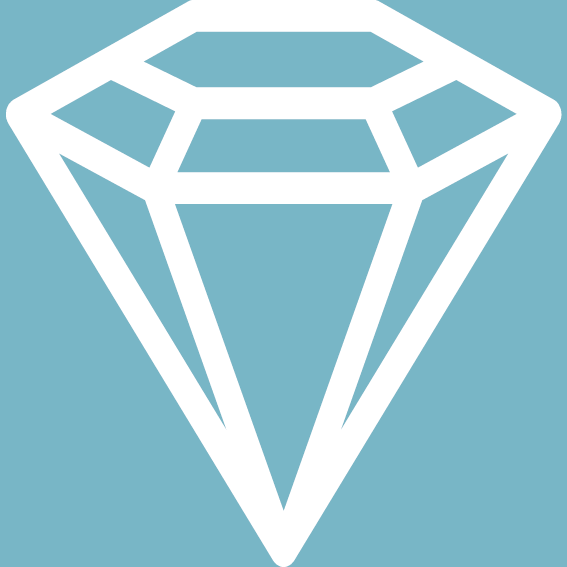 A geometric diamond icon featuring white outline facets, representing artwork is checked before proofing.