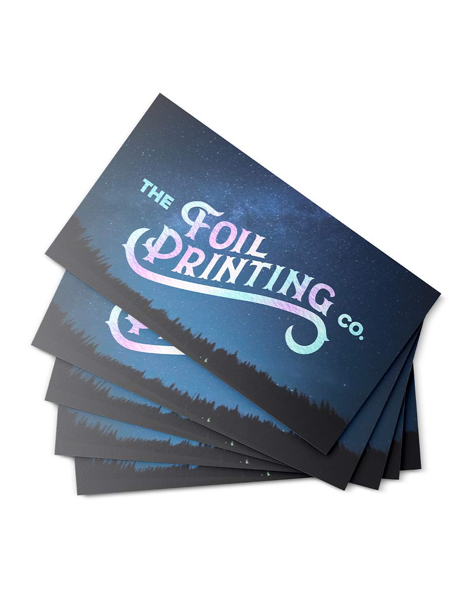 Holographic Metallic Foil Business Cards Fanned