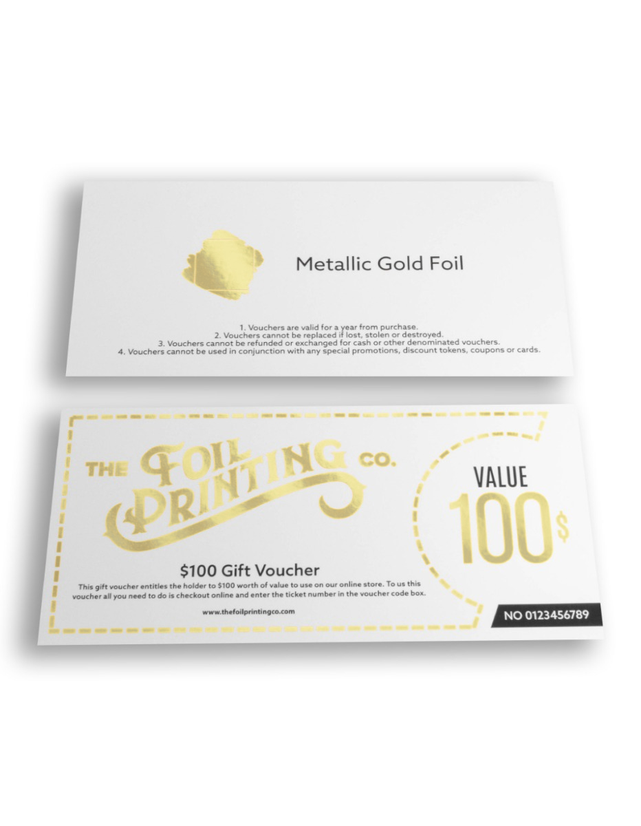 Metallic Gold Foil Vouchers Front & Back