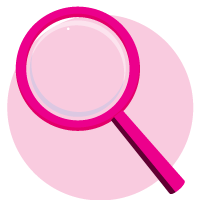 Pink circle with pink magnifying glass inside