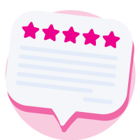 Pink circle with speech bubble inside