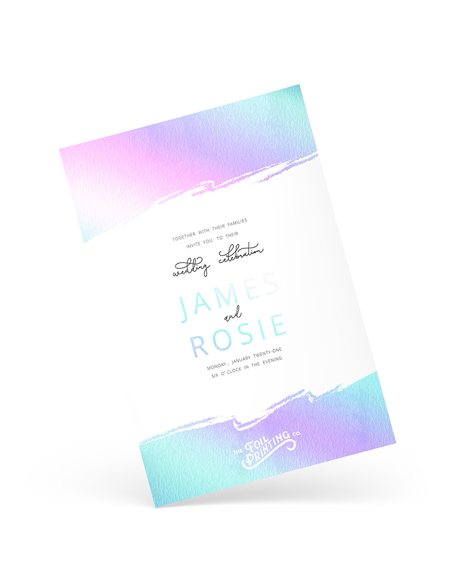 Holographic Metallic Foil Invite Printing image