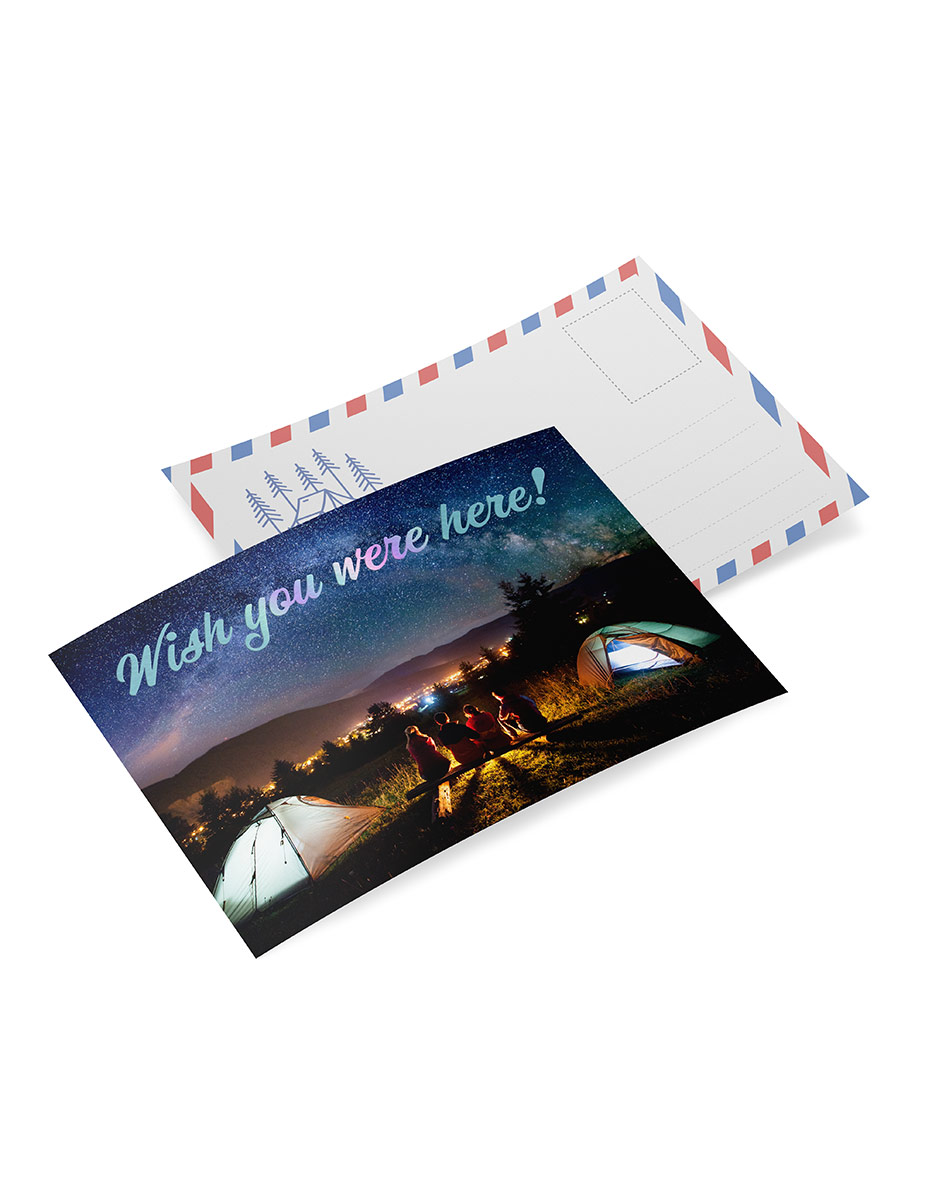 Holographic metallic foil postcard printing image