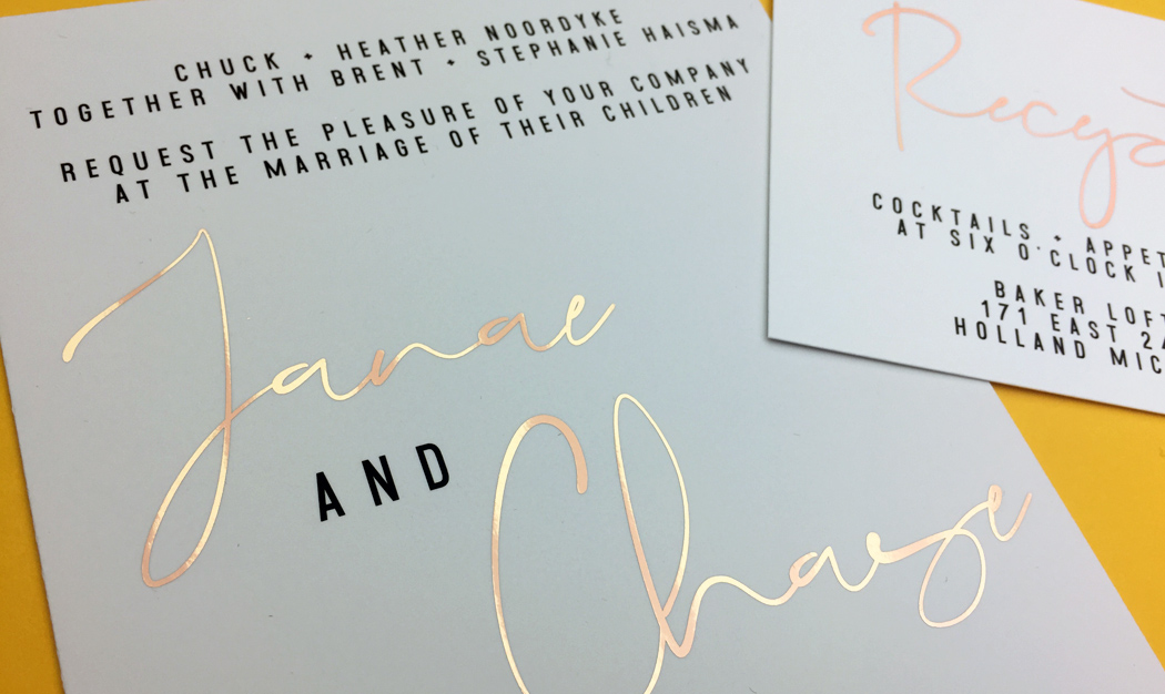 Foiled Formal Wedding Invitation with rose gold foil image