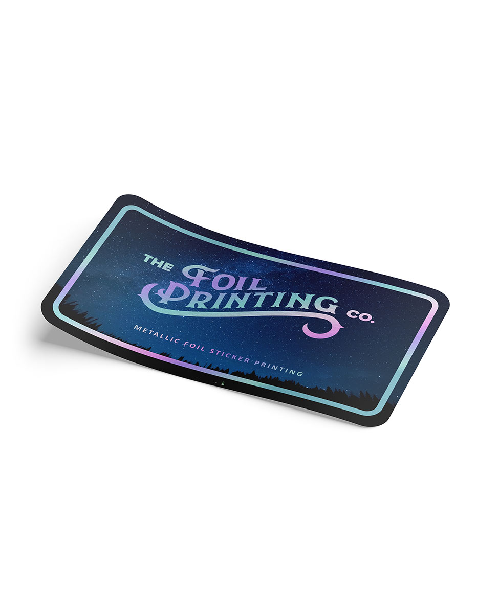 Metallic Foil Rectangle Stickers With Holographic Foil