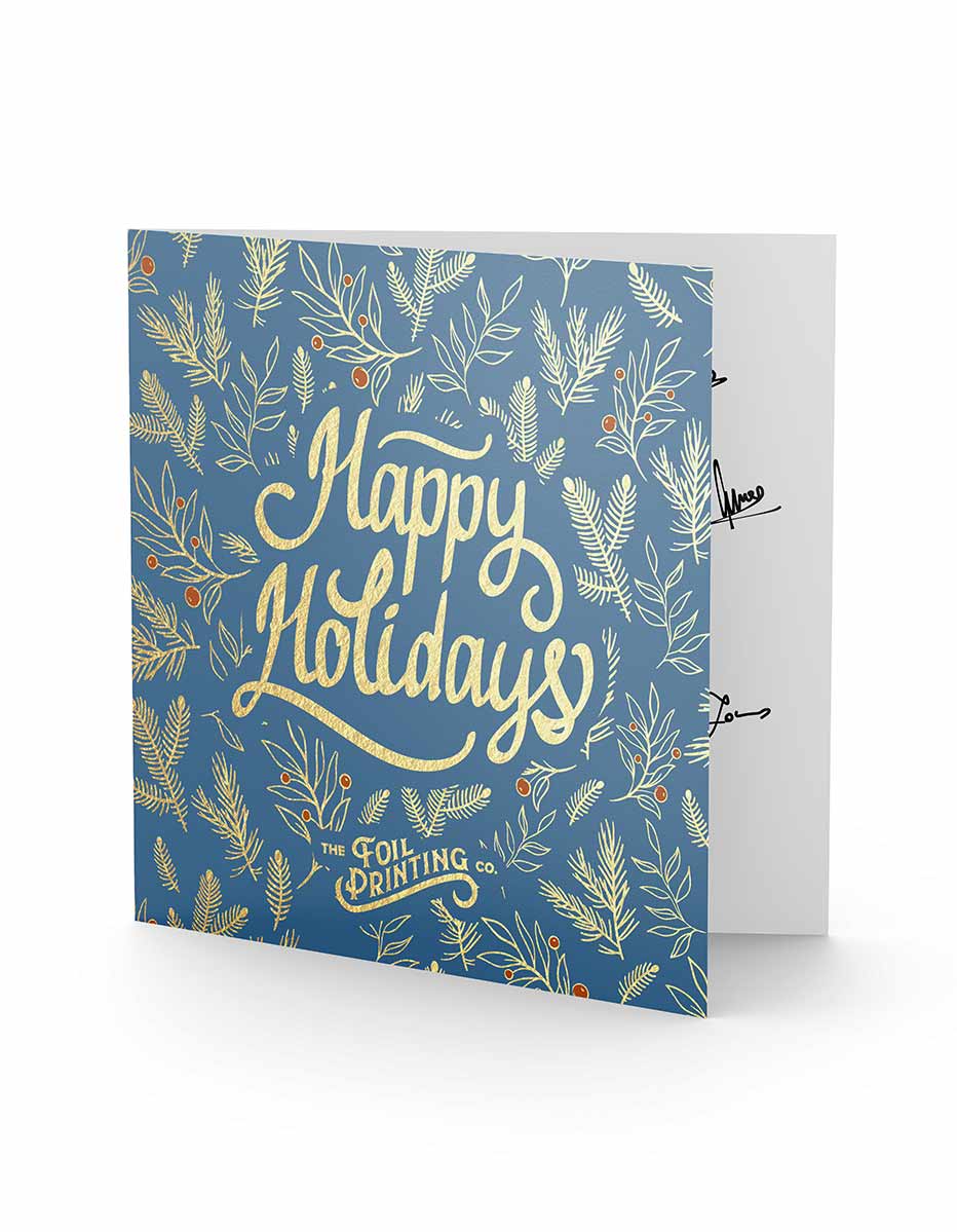 Metallic Gold Foil Recycled Greeting Card Printing Open