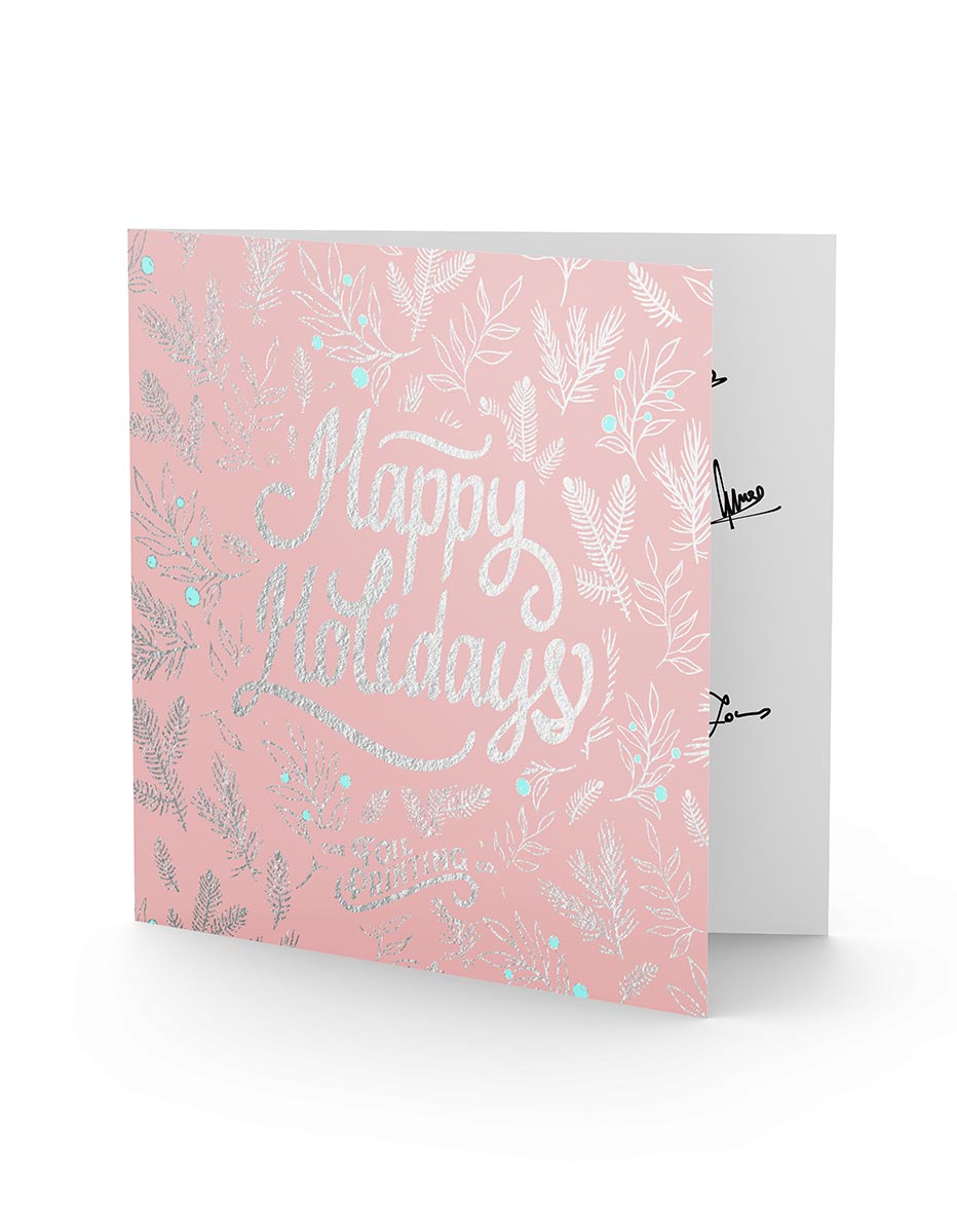 Metallic Silver Foil Recycled Greeting Card Printing Open