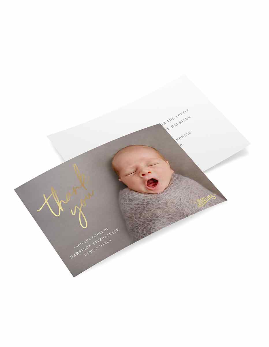 Metallic Foil Baby Thank You Cards Fanned