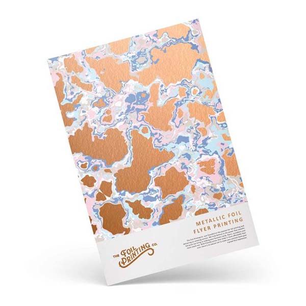 Branded metallic foil flyer with a rose gold contemporary design